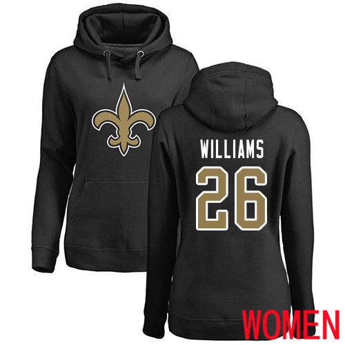 New Orleans Saints Black Women P J  Williams Name and Number Logo NFL Football #26 Pullover Hoodie Sweatshirts->nfl t-shirts->Sports Accessory